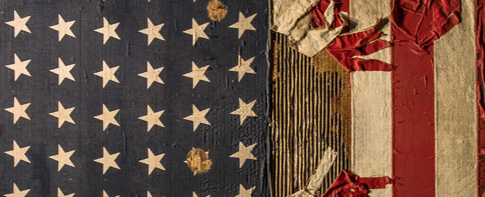 Distressed American Flag artwork that is showcased in the hotel.