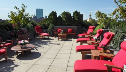 XV Beacon’s intimate Roof Deck can host cocktail receptions for 50 guests. The space is the hidden gem of Beacon Hill with views from the 12th floor of the hotel overlooking Boston’s skyline and views of the Charles River. A $500 pre-tax fee will charged through the XV Beacon Hotel for the use of the roof, and a $50 Roof Deck Service Charge applied to each server servicing your reception.
