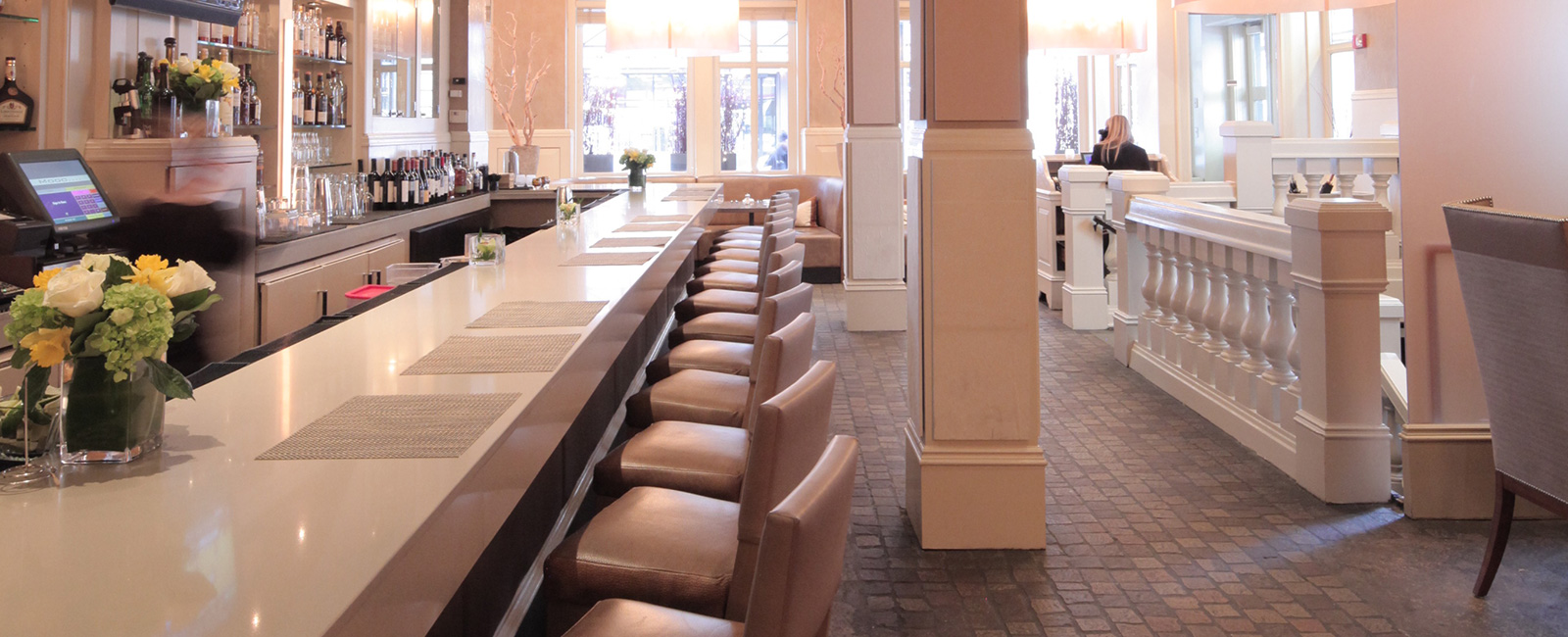 Mooo Restaurant Bar and Lounge area with cobblestone floors