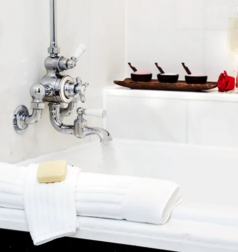 bathtub featured in several of fifteen beacon's guestrooms. Seasonal bath salts are available upon request.