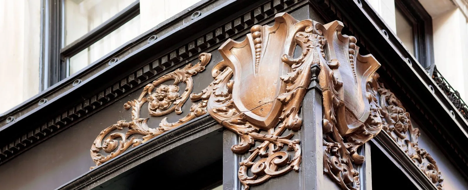 Detailed metal works on the outside of our building.