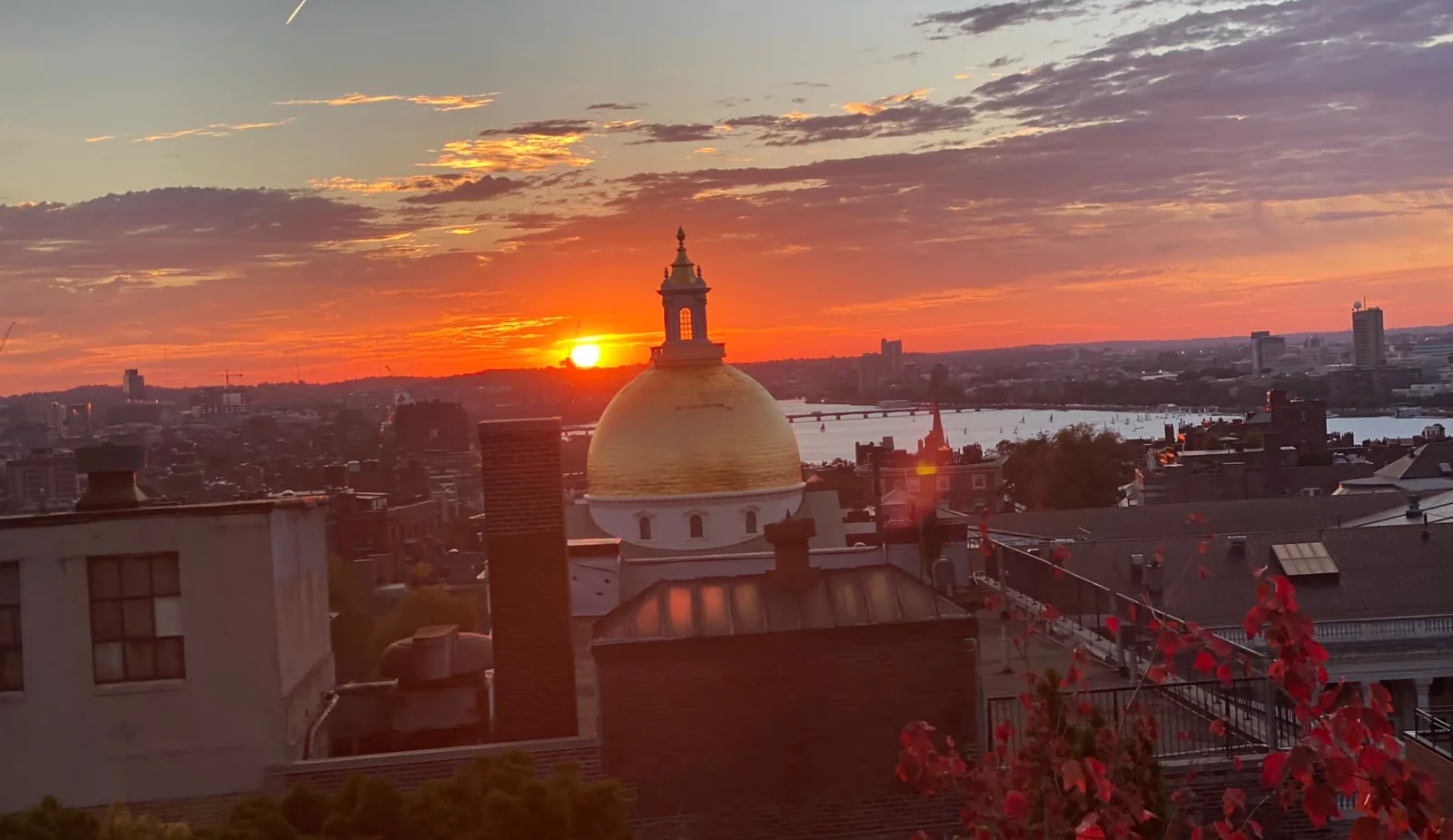 XV Beacon Roof Deck with view towards the State House during the Fall Season in New England