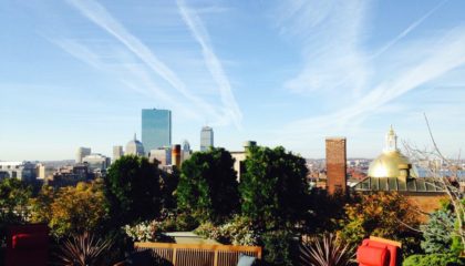 Photo of XV Beacon's roof deck during the fall season