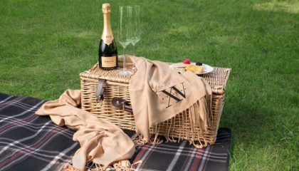 Fifteen Beacon's picnic basket that is available through room service and can be brought outside to enjoy on the Boston Commons Park.