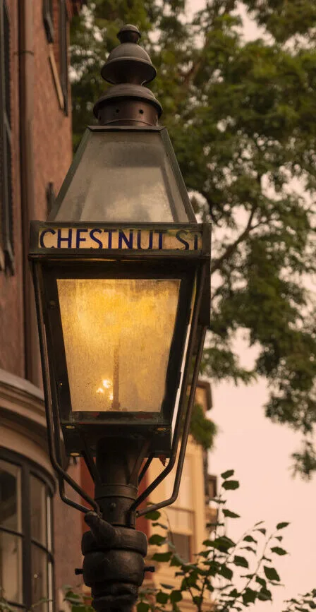 Chestnut Street Lamp on within Beacon Hill neighborhood in Boston