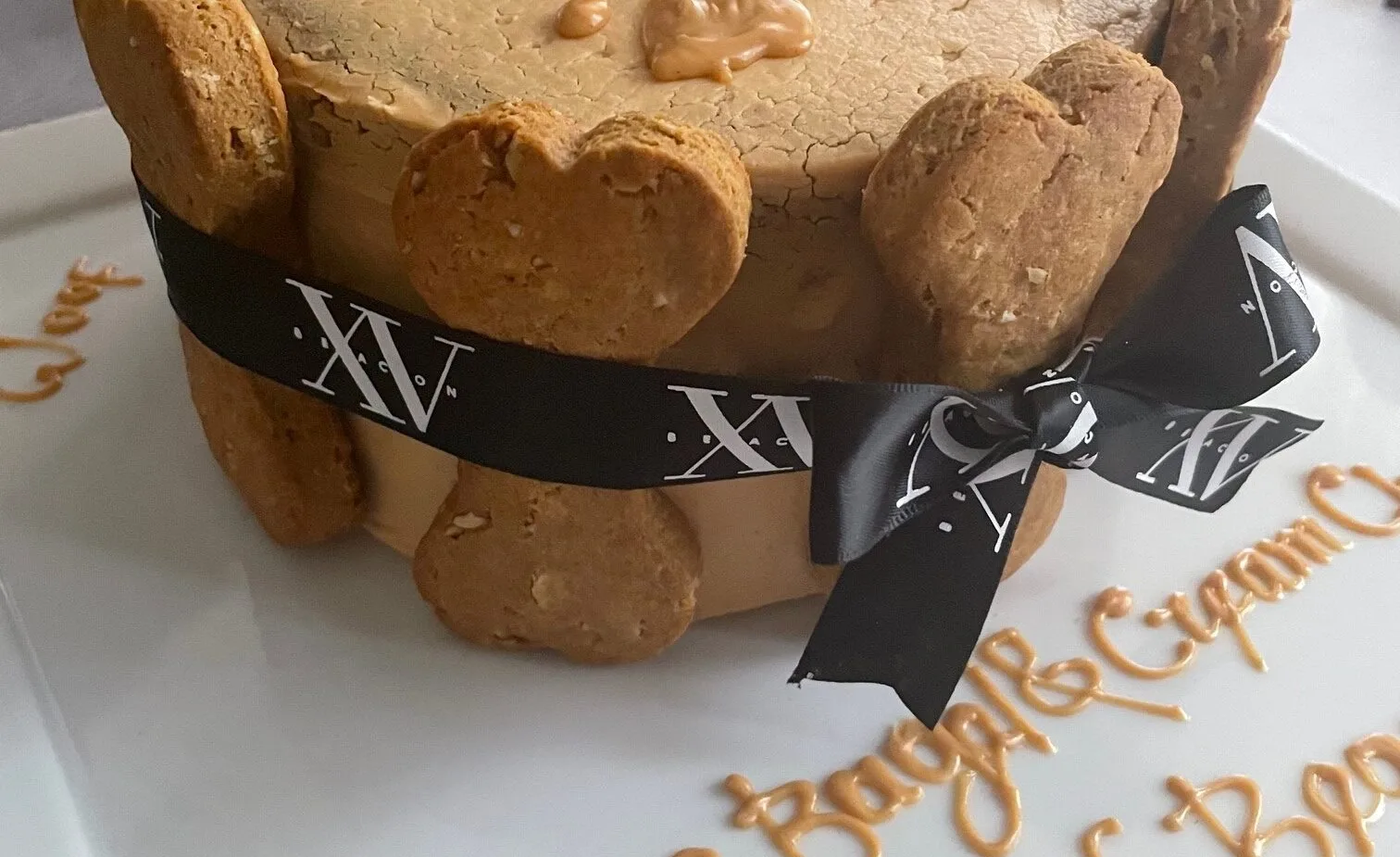 Dog Friendly Cake made with peanut butter and raspberries