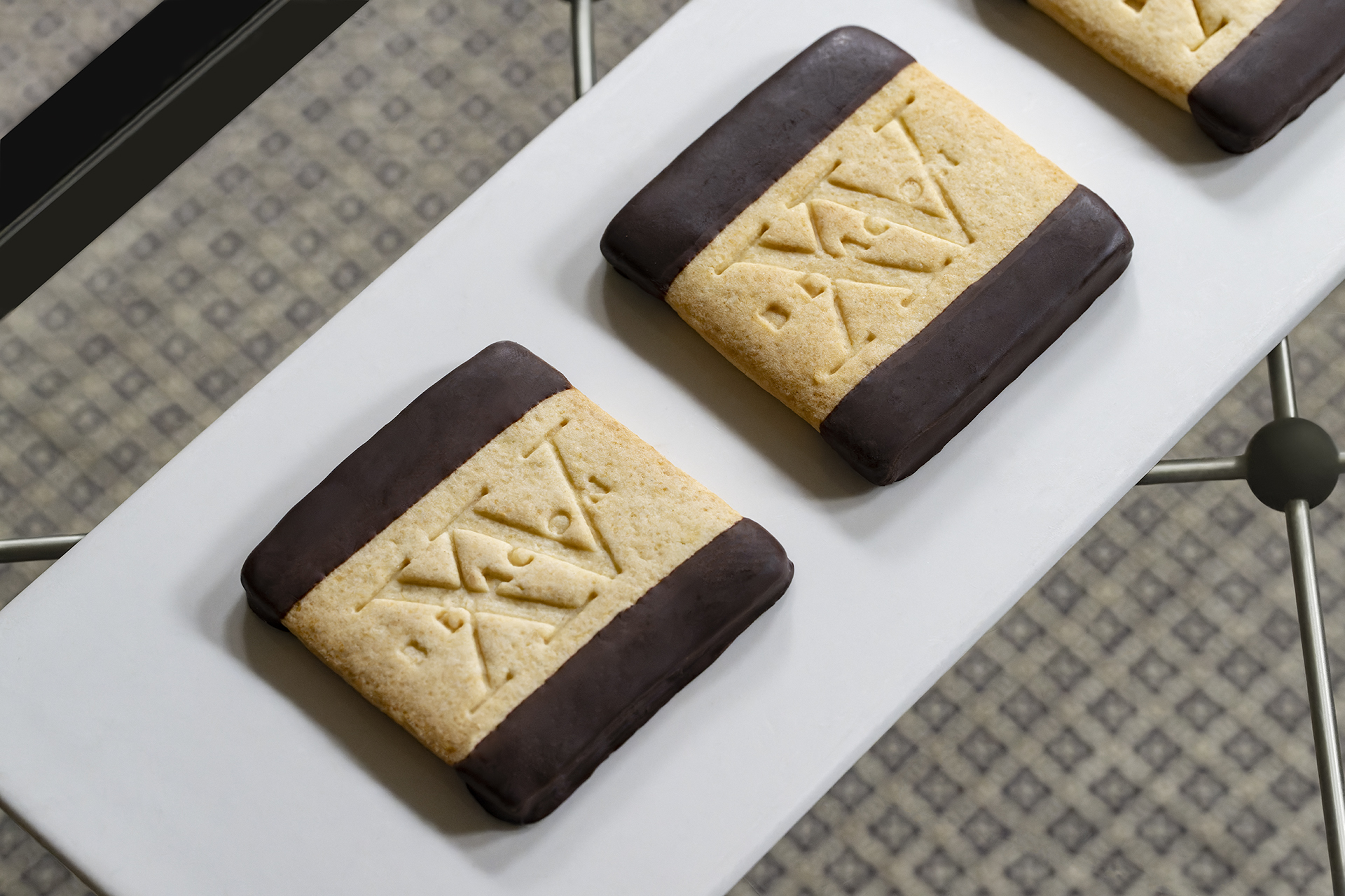 Custom Sugar cookies dipped in Chocolate. Hotel Welcome Amenity