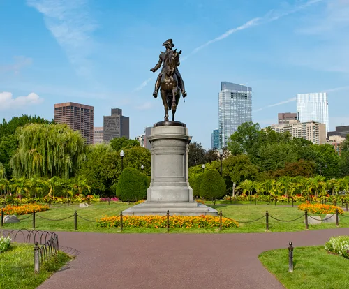spring flowers blooming on the Boston Commons in Boston